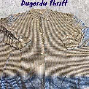 Woman's Size 52 Antonelli Camicie and Camicie Black and White Checked Button Up